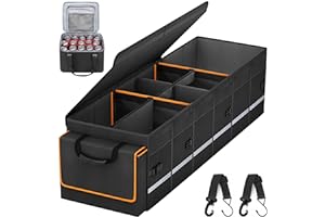 GDNASIST Car Trunk Organizer and Storage with Lid & Removable Leakproof Cooler Bag, Car Accessories 6 Removable Dividers for Custom Space, Collapsible Large Trunk Organizers Interior for SUV Sendan with Cover