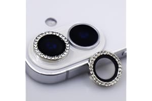 BONVAN for iPhone 16/16 Plus Camera Lens Protector Bling Glitter Diamond Metal Crystal Tempered Glass Screen Accessories Rhinestones Lens Cover for iPhone 16 / 16Plus (Diamond Silver)