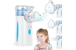 NAWETI Portbale Nebulizer, Nebulizer Machine for Adults and Kids, Ultrasonic Mesh Nebulizer of Cool Mist with Self-Cleaning Function for Breathing Problems, Used at Home, Office, Travel