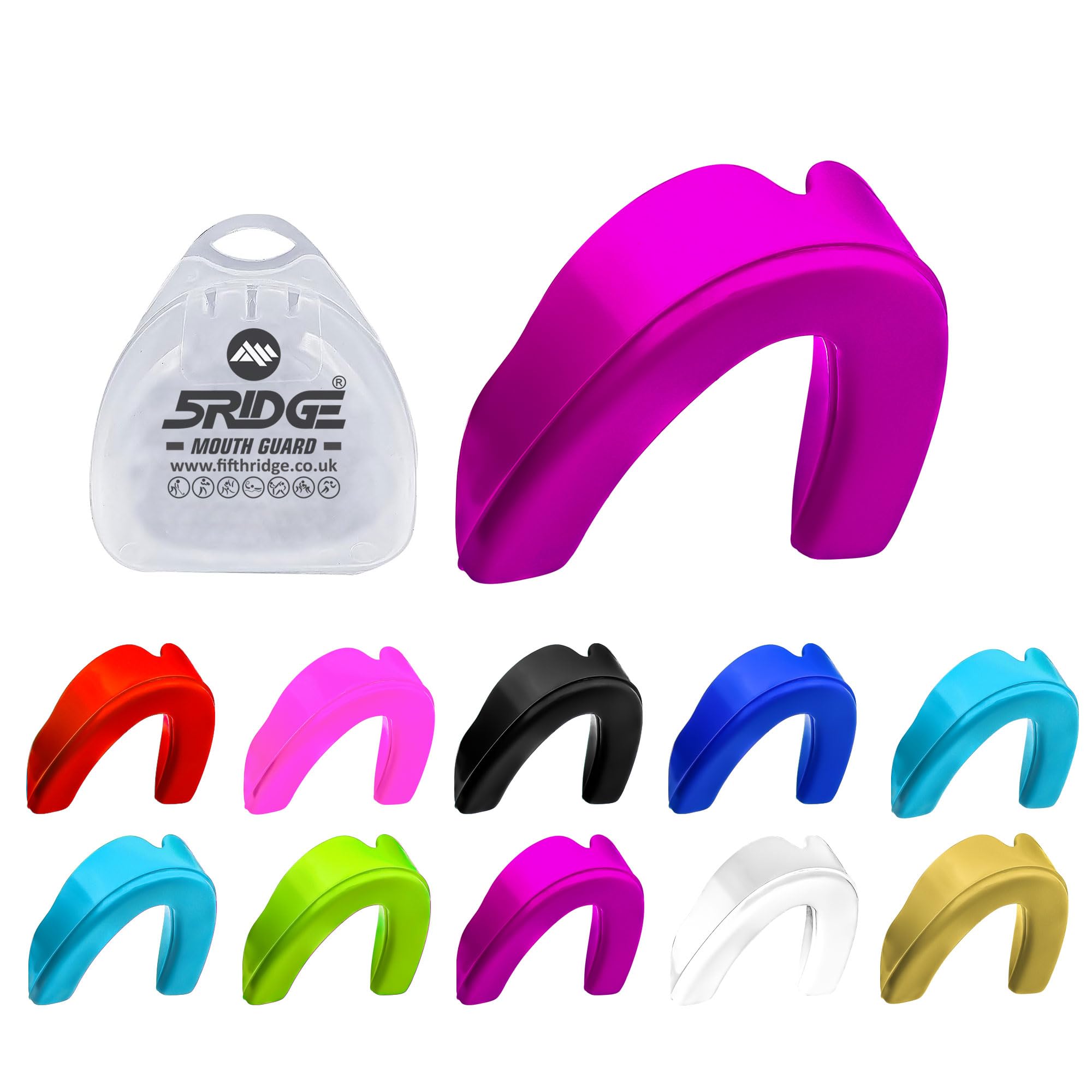 Mouthguard Slim Fit, Junior Gum Shield with Case for Kids Youth for School Combat Sports MMA, Rugby, Judo, Karate, Hockey, Soccer, MMA Boxing, Martial Arts, Basketball (Purple, Adults (+12))