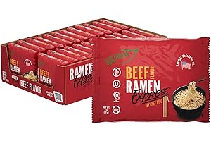 RAMEN EXPRESS Beef Flavor Ramen Noodle Packs, 3 Oz Each (Pack Of 24) by Chef Woo | Vegetarian Ramen Noodles | No Added MSG | Halal | Egg-Free and Dairy-Free