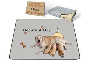 GOLOPET Washable Dog Pee Pads 68x52in 1-Pack Thick Reusable Puppy Pads Extra-Absorbent Prevent Leakage Non-Slip for Puppy Playpen, Crate, Whelping Box, Potty Training Reusable,Grey