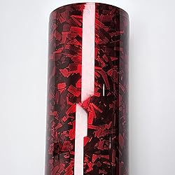 LZLRUN Forged Gloss Carbon Fiber Red Vinyl Wrap