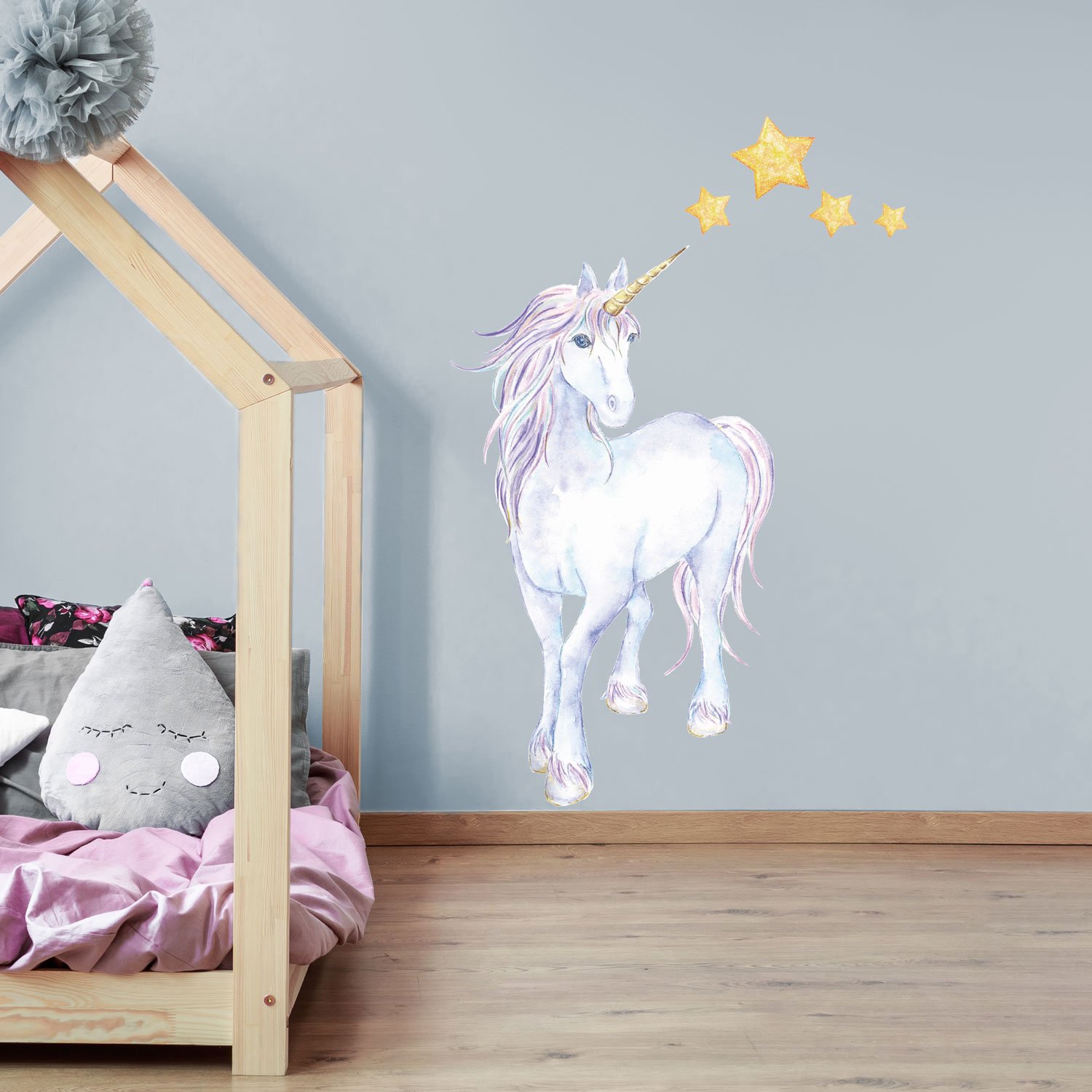 Mythical unicorn and stars wall sticker (Large size)