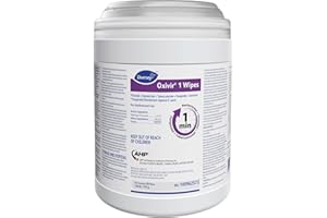 Oxivir Diversey 1 100962573 Disinfectant Cleaning Wipes, Pre-Moistened with Accelerated Hydrogen Peroxide AHP, Unscented, 60 Large 10x10-Inch Wipes, 1-Canister