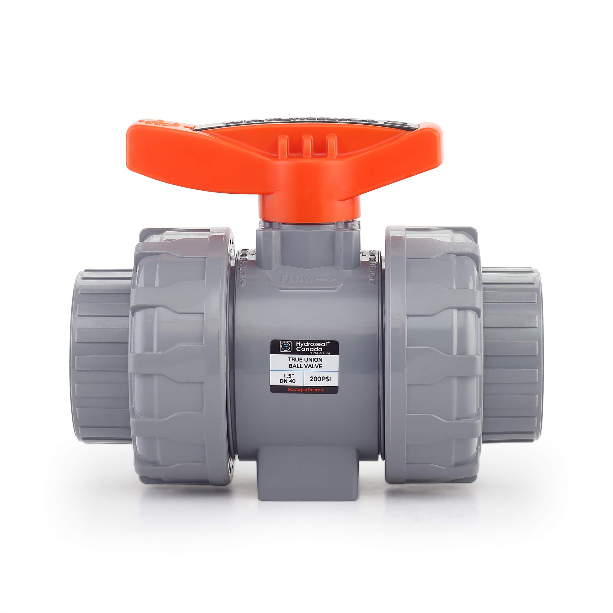 Photo 1 of HYDROSEAL Kaplan 1 1/2” CPVC True Union Ball Valve Socket with Full Port, ASTM F1970, EPDM O-Rings and Reversible PTFE Seats (1 1/2'')