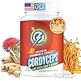 Cordyceps Mushroom Capsules - Immune & Energy Support Supplement with Cordyceps Militaris, Maca Root, Ginseng, Rhodiola, Mushroom Supplement for Endurance, Stamina, Athletic Performance, 60 Capsules