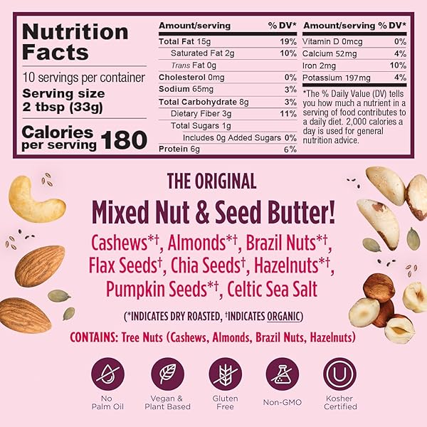 NUTTZO NATURAL POWER FUEL 7 NUTS AND SEEDS BUTTER, SMOOTH, PALEO AND KETO FRIENDLY, PEANUT AND GLUTEN FREE, KOSHER, NO ADDED SUGAR OR OIL, 12 OZ JAR