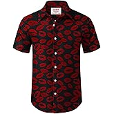 Arvilhill Men's Valentine's Day Button-Up Short Sleeve Shirt
