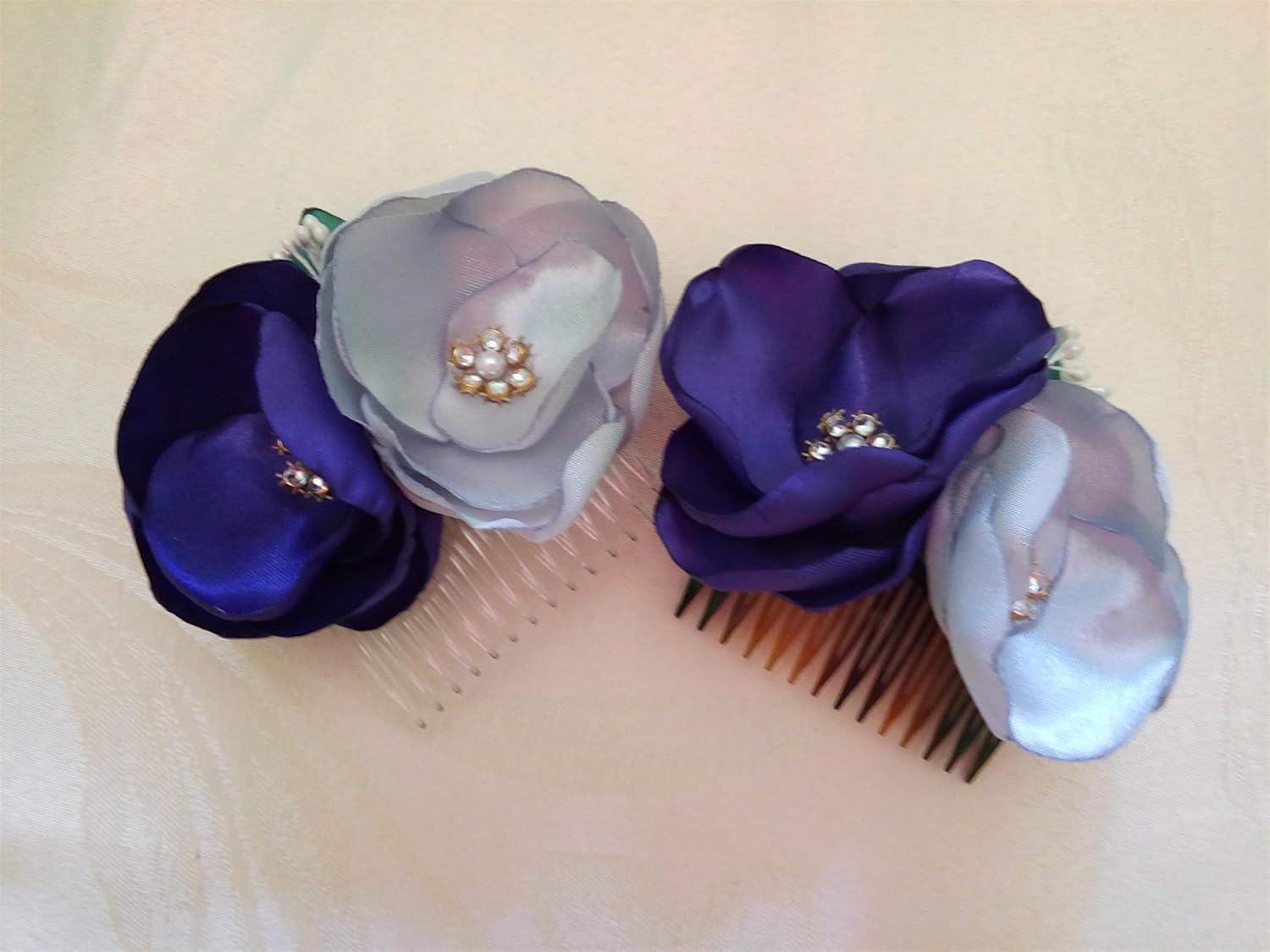 Amazon Com Bridal Hair Comb Purple Silver Gray Wedding Hair
