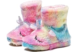 Ceruwum Girls Cute Warm Unicorn Boot Slippers Cozy Fluffy House Slides Booties