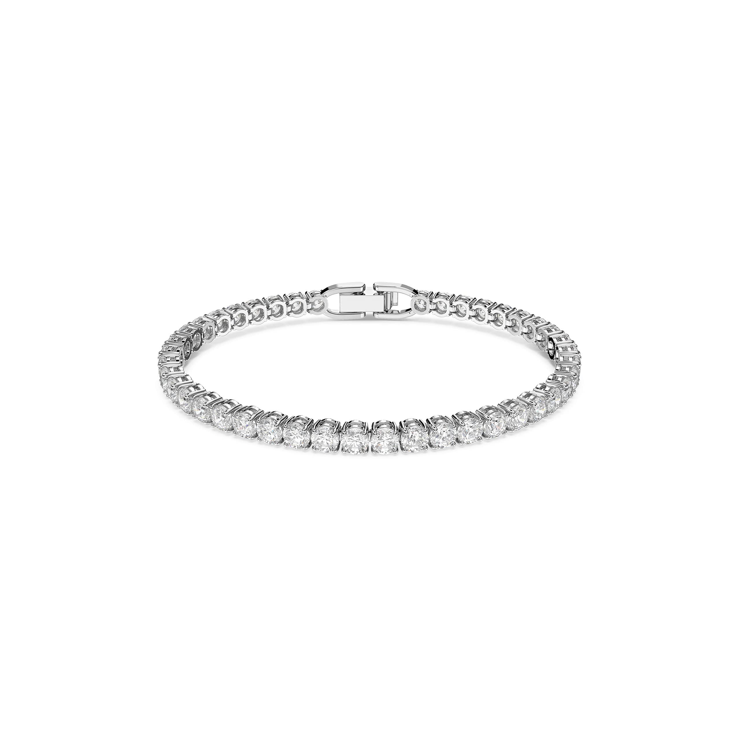 SWAROVSKI Women's Tennis Deluxe Bracelet, White, Rhodium plated