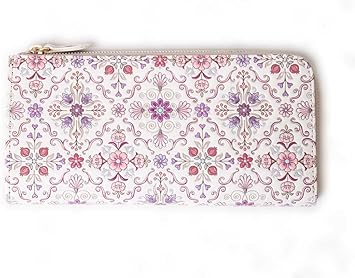 Amazon 浅草文庫 L字ファスナー 長財布 オリエント 柄 スリム 財布 サイフ 浅草 文庫革 友禅染 江戸小紋 ピンク 財布