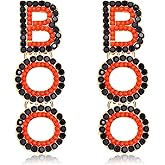 Halloween Earrings Beaded Boo Candy Corn Ghost Earrings for Women Statement Spooky Pumpkin Drop Dangle Earrings Festive Halloween Gifts Costume Party Accessory