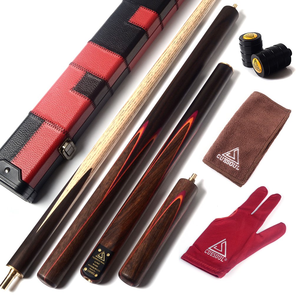 CUESOUL 57" Handcraft 3/4 Jointed Rosewood Snooker Cue with Extra 50cm Rosewood Cue Extension D415
