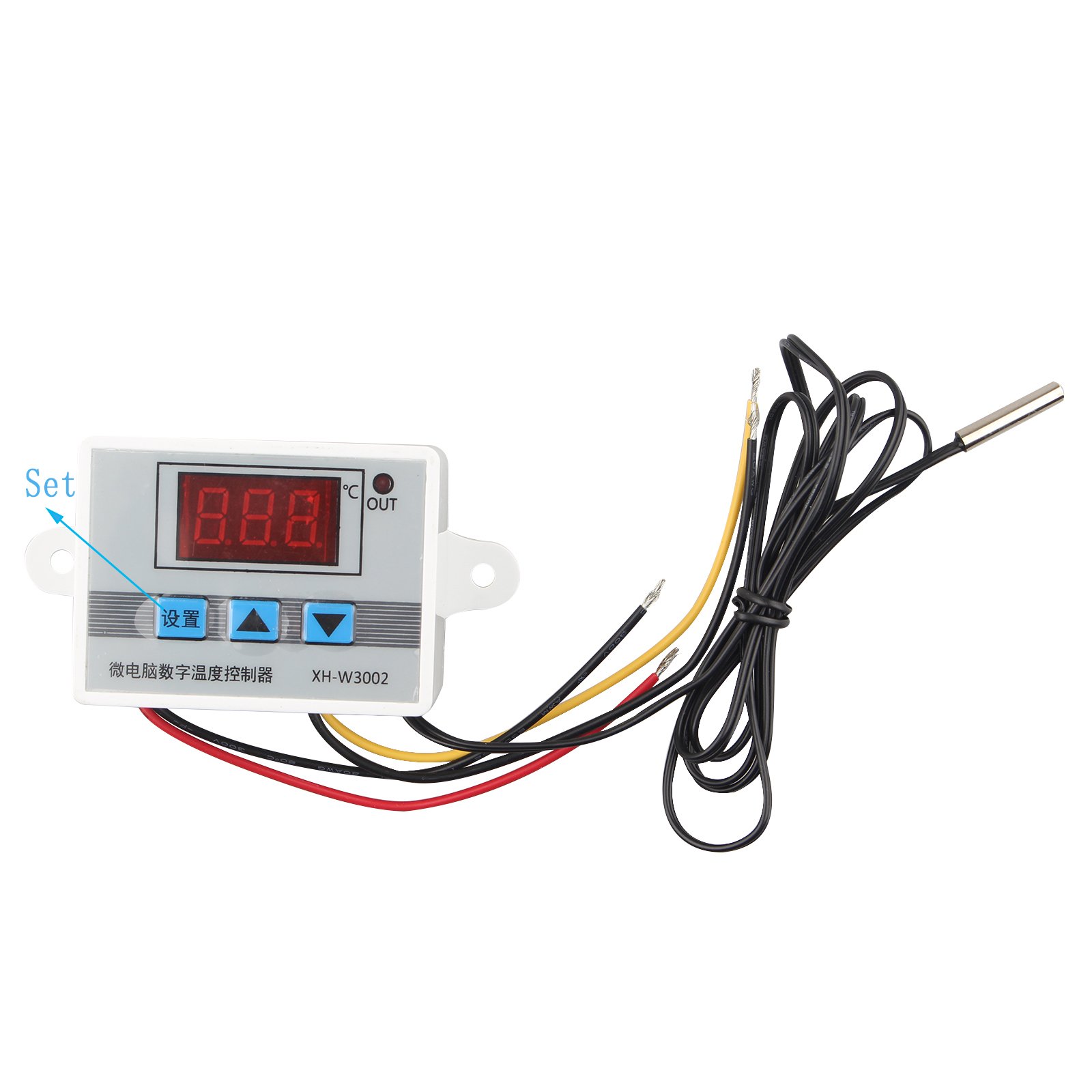 HALJIA XH-W3002 DC 12V Digital Temperature Controller XH W3002 Thermostat with Waterproof Probe 1M Heating or Cooling 0.1 ℃ Accuracy