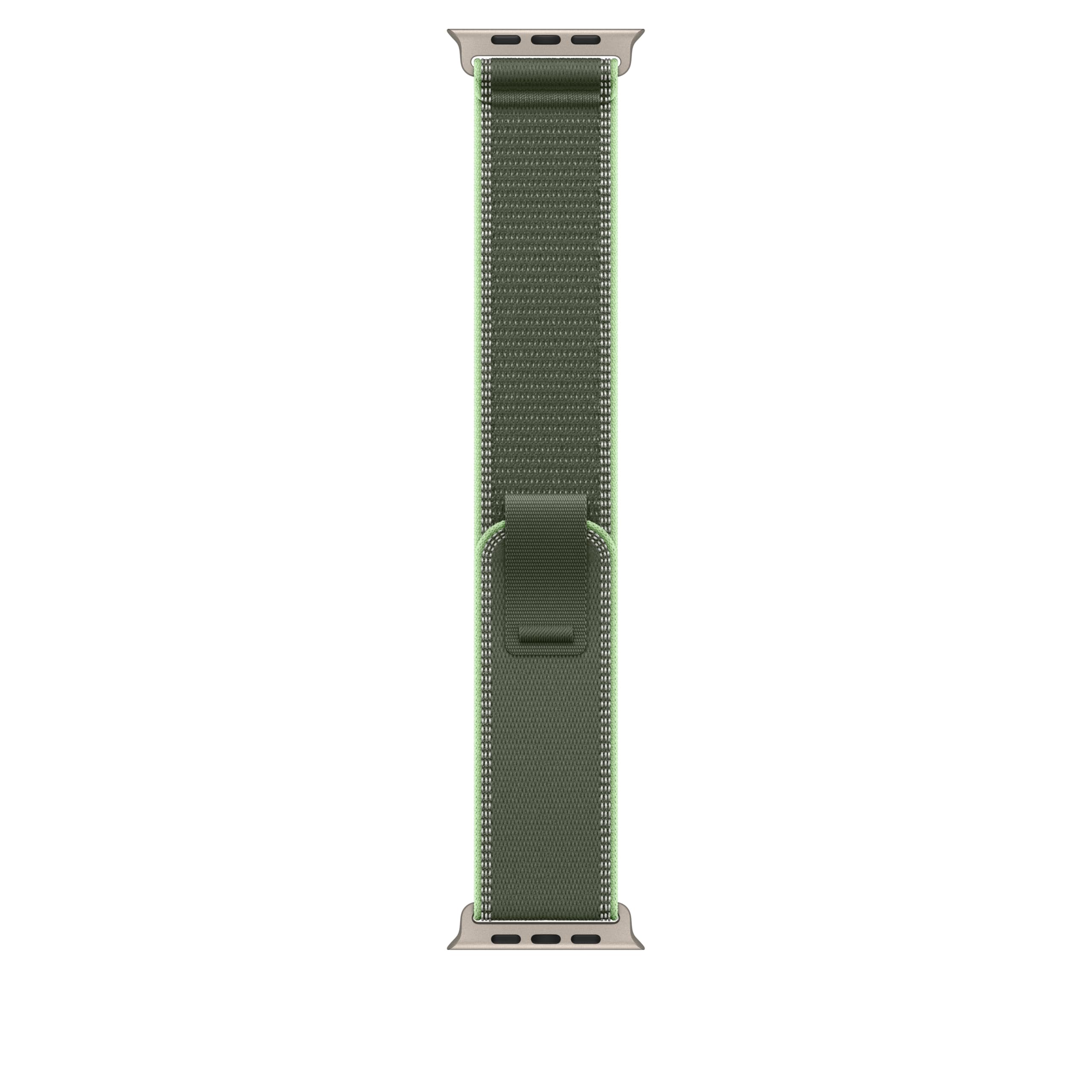 Apple Watch Band - Trail Loop - 49mm - Green/Neon - M/L - Natural Titanium Finish Image