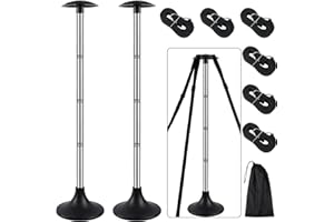 VEITHI Boat Cover Support Poles 2 Pack,Stainless Steel Pole Boat Cover Support System with Webbing Strap,4-Stage Extension Adjustable Height of 16”-59”,for Boat Covers Prevent Water from Accumulation - Black