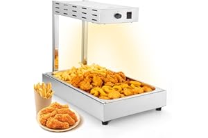 Dyna-Living French Fry Warmer Commercial Food Heat Lamp Electric Food Warmer with Free-Standing Warming Light Dump Station Countertop Fries Food Warmer for Parties Kitchen Restaurant Buffe,500W