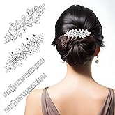 Tyqour 4Pcs Rhinestone Hair Clips for Women Sliver Pearl Flower Hair Barrettes Elegant Crystal Hairpins Bridal Hair Pins Wedding Hair Accessories for Bride Bridesmaid Party