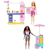 Barbie Playset & 2 Dolls with 20+ Accessories, Beach Boardwalk Set Includes Snack Stand, Ice Cream Kiosk, Puppy & Themed Pieces