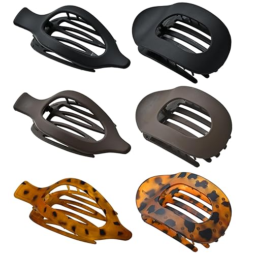 Flat Claw Clips for Women, Large Duckbill French Hair Clips, 6 Pack Non-Slip Matte Hair Accessories for Thick & Thin Hair