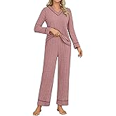Blooming Jelly Womens Pajamas Sets Soft 2 Piece Pj Fall Long Sleeve Lounge Sets Comfy Cute Sleepwear with Pockets