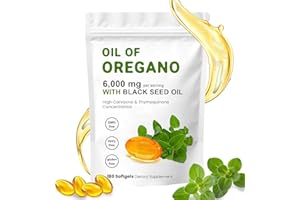 Oil of Oregano Softgels with Black Seed Oil, 6000mg Per Serving, 200mg Black Seed Oil, 4X Strength Carvacrol & Thymoquinone, 