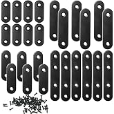 QSJ 26 Sets Flat Plate Straight Bracket Flat Brace Bracket Stainless Steel, 36mm/46mm/56mm/76mm Wood Brackets Mending Repair Plate Brace