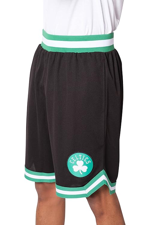 Ultra Game NBA Official Men’s Active Knit Basketball Training Shorts - Unisex, Boston Celtics, Black, Medium