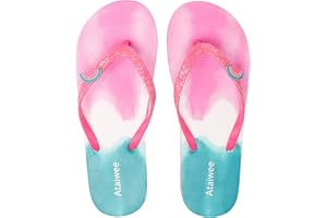 Ataiwee Girl's Flip Flops, Kid's Slip On Thong Sandals with Fruit Printed.