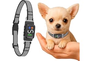 ELECANE Teacup Bark Collar for Small Dogs 2-15lbs - No Shock Humane Anti Barking Collar with Vibration & Beep - Ultra Light Tiny Dog Bark Collar for Toy Breeds, IP67 Waterproof, Magnetic Rechargeable (Black)