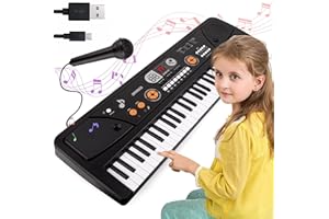 M SANMERSEN Kids Keyboard with Microphone, Kids Piano Keyboard for Beginners Electronic Piano with MP3 Function/Audio Cable/ 16 Tones/ 49 Keys Music Toy Keyboards for Boys Girls Ages 3-12