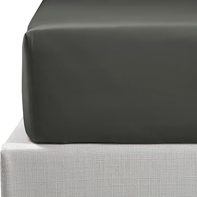 NTBAY 500 Thread Count Egyptian Cotton Fitted Sheet Charcoal Grey 135x190