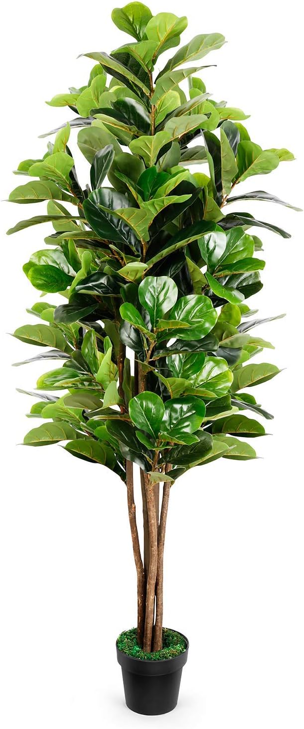 TUSY Fiddle Leaf Fig Tree, 5.5 ft Tall Artificial Plants Fake Trees, Indoor Plant for Home Decor or Office