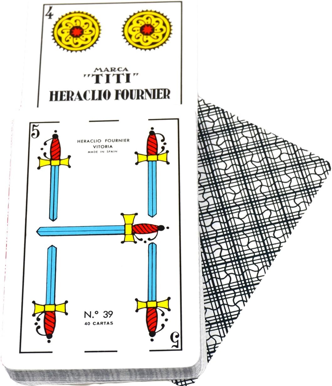 Deck of 40 Fournier Spanish Playing Cards Catalan Face Titi #39 Cello Case - Baraja Española Catalana