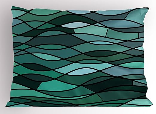 Amazon Com Ambesonne Teal Pillow Sham Abstract Mosaic Waves