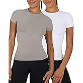 Yogalicious Basic Short Sleeve T-Shirt 2 Pack Soft Slim Fit Gym Shirt for Women