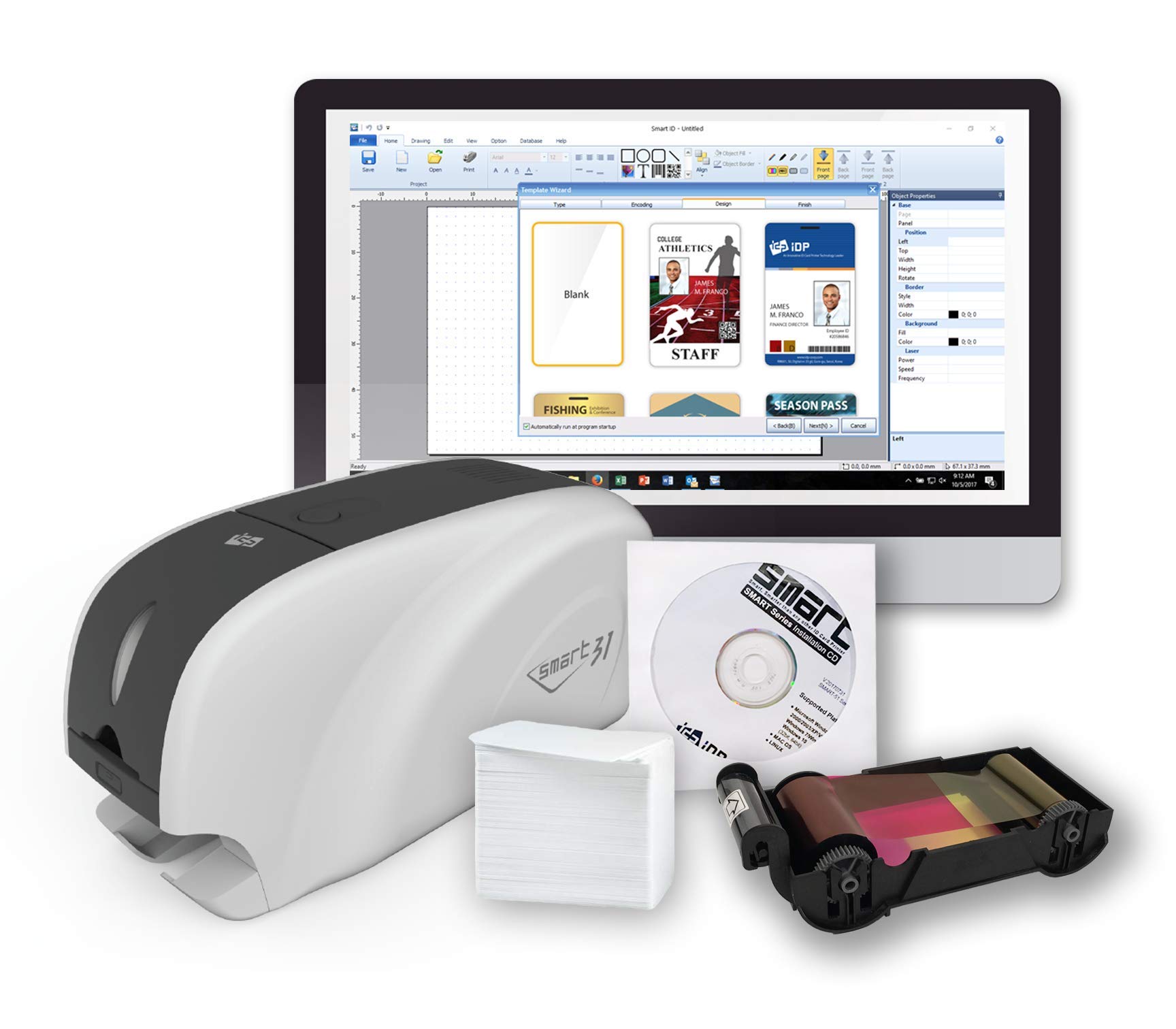 IDP SMART-31S ID Card Simplex Printer Kit with PC