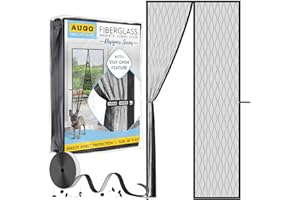 AUGO Magnetic Fiberglass Design Screen Door - Self Sealing, Heavy Duty, Hands Free Mesh Partition Keeps Bugs Out - Door Screen Magnetic Closure - Patent Pending Keep Open Feature - 38 Inch x 83 Inch