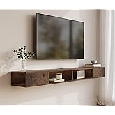 Wampat 70 inch Floating Entertainment Center for Storage, TV Shelf for Wall, Media Console for Living Room, Brown