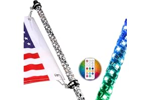 NR NIRIDER Nirider 5ft LED Whip Light with Flag Pole Remote Control Spiral RGB Chase Light Offroad Warning Lighted Antenna LED Whips for UTV, ATV, Off Road, Truck, Sand, Buggy Dune, RZR, Can-am, Boat