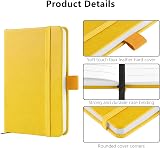Lefute A6 Notebooks Pocket Journal Hardback 200 Pages PU Leather Yellow view 3
