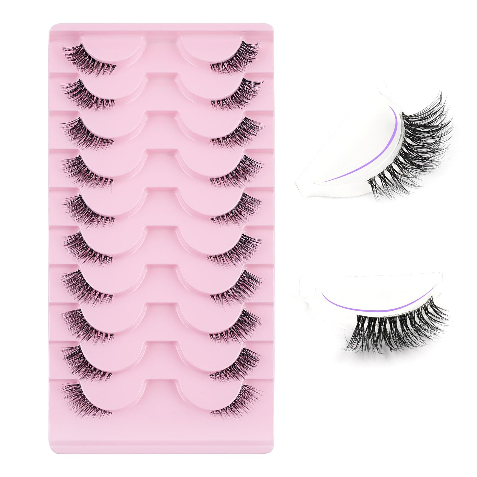 Oreola False Eyelashes Half Lashes Natural Look Cat Eye Lashes with Clear Band Corner Lashes Wispy 3/4 Eyelashes Transparent Demi Fake Lashes Reusable Half Eyelashes — image 1