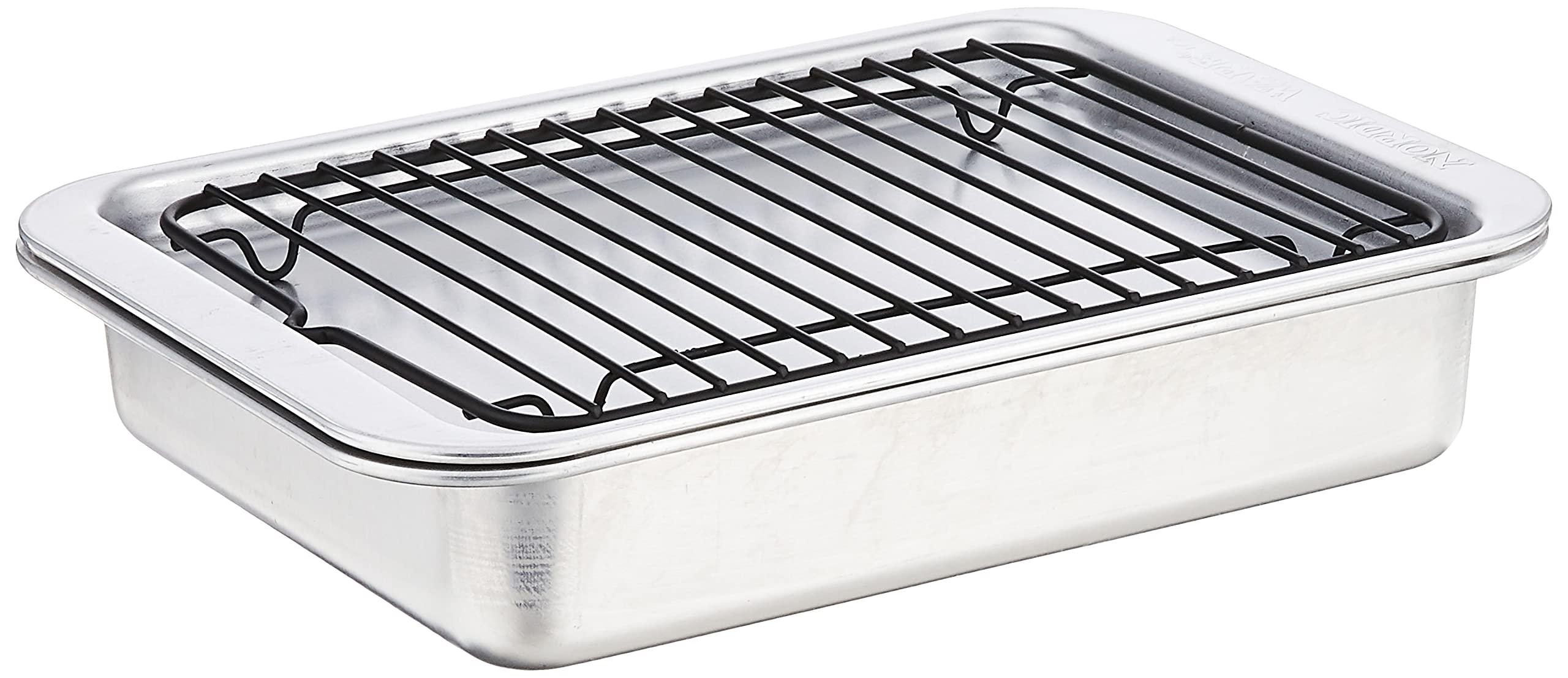 Nordic Ware Naturals 3 Piece Compact Pan Set, Toaster Oven, Counter Ovens, Air Fryer and Broiler Safe, Size for 1-2 Portions - Includes Baking Sheet, Broiling Rack and Rectangular Pan