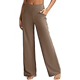 ESOFT Wide Leg Pants Women High-Waisted Yoga Work Dress Pants with Pockets, Casual Sweatpants, Petite/Regular/Tall Mocha