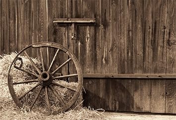 Amazon Com Ofila Vintage Wheel Backdrop 5x3ft Ranch Hay Bale