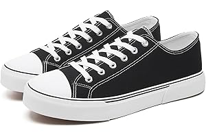 yageyan Men Canvas Low top Shoes Classic Casual Sneakers Black and White Fashion Shoes