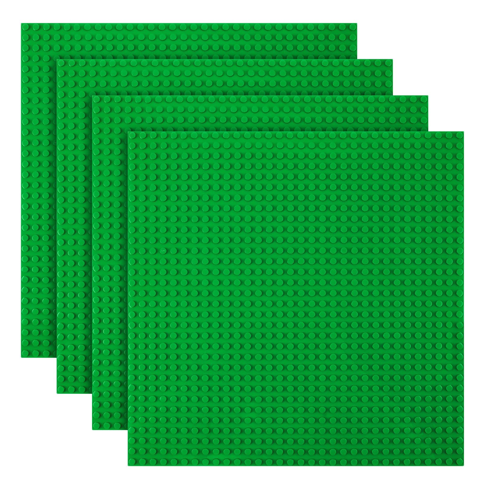 HOTUT Classic Baseplates, 4 Pcs Square 32x32 Stud Building Base, 10"×10" Large Building Board Base Plates, 100% Compatible with All Major Brands, Build and Display Board Set - Green