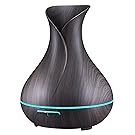 VicTsing 400ml Aromatherapy Essential Oil Diffuser, Ultrasonic Cool Mist Humidifier with Wood Grain Design for Office, Room, Spa (Dark Brown)